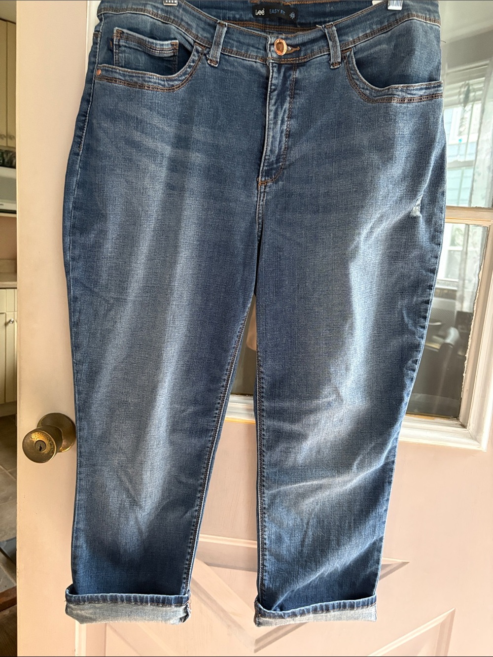 Lee Women's Medium Blue Boyfriend Jeans with Rolled Cuffs